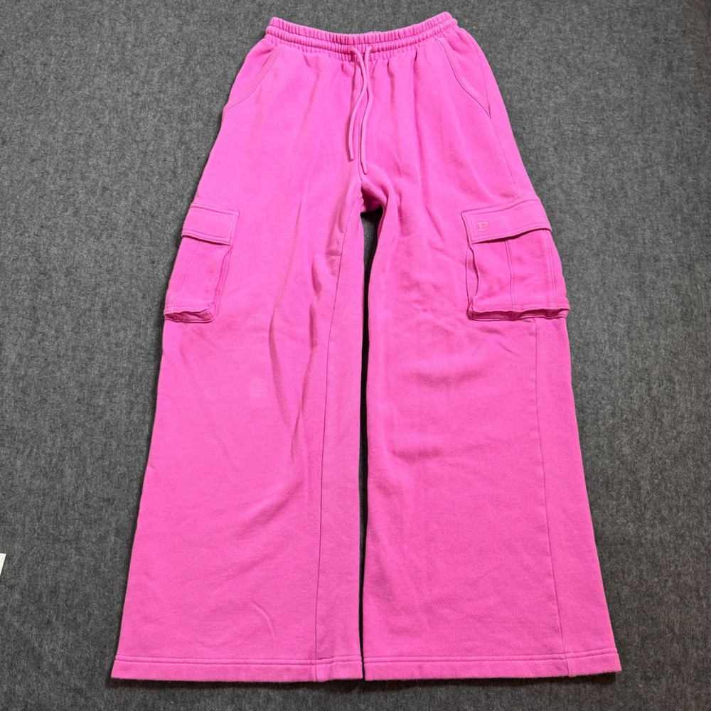Pink Victoria's Secret Cargo Sweatpants Wide Leg Fleece Pink Small